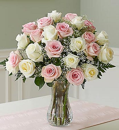 Two Dozen Pink & White Roses
